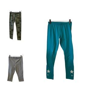 Girls Large leggings bundle of 3 - 2 long, 1 cropped